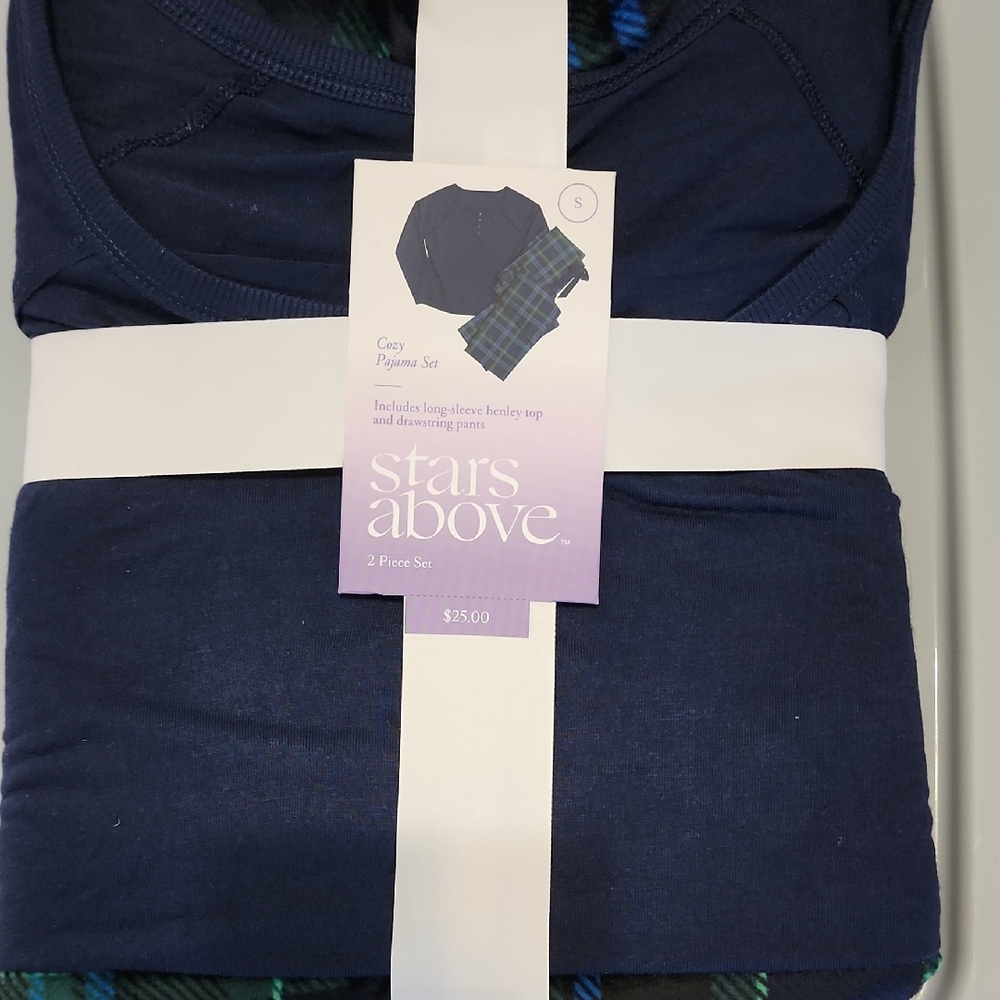 Stars Above Navy and Plaid Pajama Set
